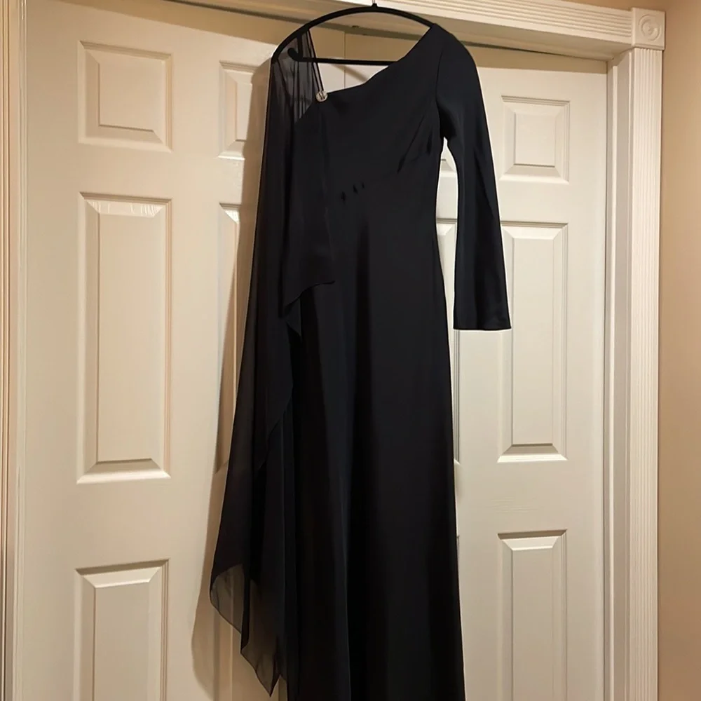 MELINDA ENG COUTURE BLACK 100% SILK GOWN size 10 - Picture 1 of 10